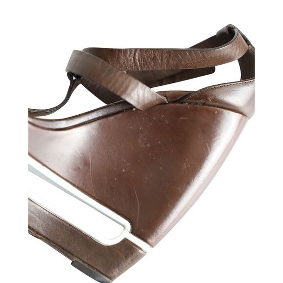 Celine Platform Wedge Sandals in Brown Leather - Picture 6 of 10